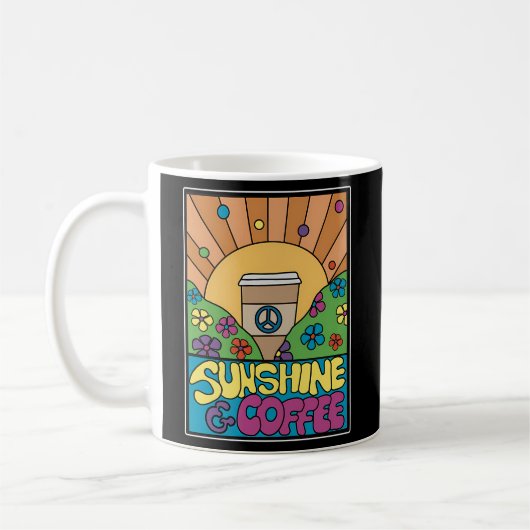 Sunshine en koffie jaren 70 Psychedelic Koffiemok (Links)