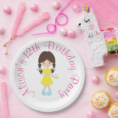 Sunshine en limonade brunette meisje papieren bordje (Feest)