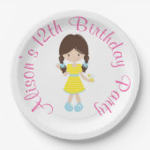 Sunshine en limonade brunette meisje papieren bordje (Voorkant)