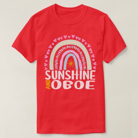 Sunshine en Oboe Schattige Regenboog Gift voor Vro T-shirt (Design voorkant)