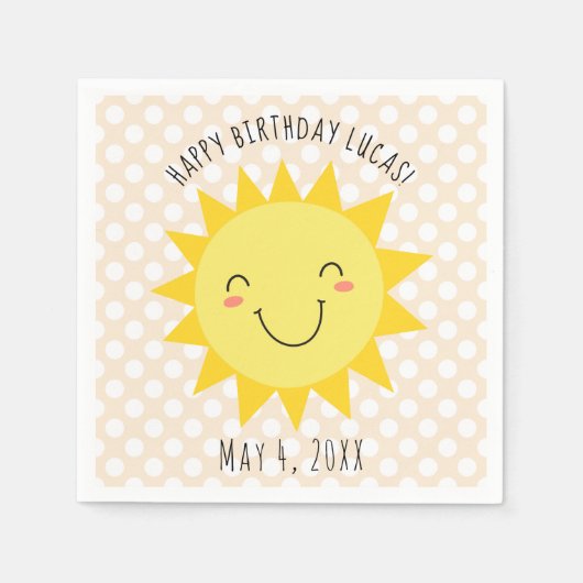 Sunshine Face Happy Birthday Party Servet (Voorkant)