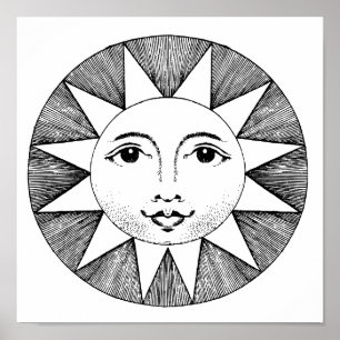 SUNSHINE FACE VINTAGE 11X11 Poster