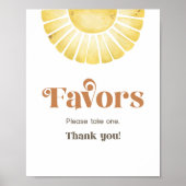 Sunshine Favors Boho Retro Sun Party Sign Poster (Voorkant)