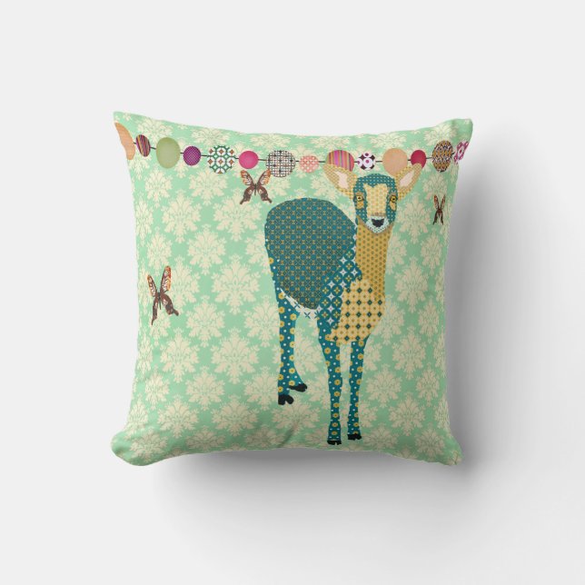 Sunshine Fawn & Goldstof Butterflies Mint Julep Da Kussen (Voorkant)