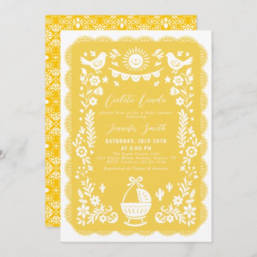 Sunshine Fiesta Cielito Lindo Baby shower Kaart (Voorkant / Achterkant)