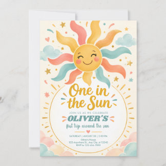 Sunshine First Birthday Invitation Kaart