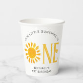 Sunshine First Birthday Papieren Bekers (Achterkant)