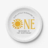 Sunshine First Birthday Papieren Bordje (Voorkant)