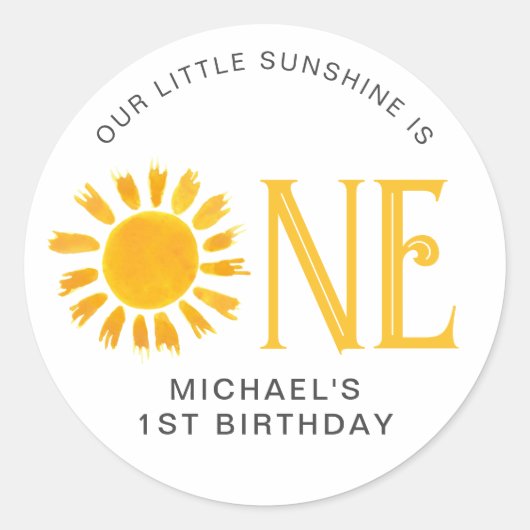 Sunshine First Birthday Ronde Sticker (Voorkant)