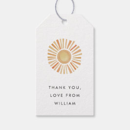 Sunshine First Trip rond Sun One Birthday Party Cadeaulabel