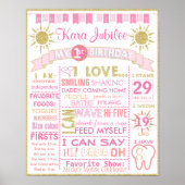 Sunshine First-verjaardagsbord poster meisje (Voorkant)