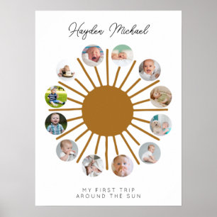 Sunshine First Year Birthday Photo Sign Poster