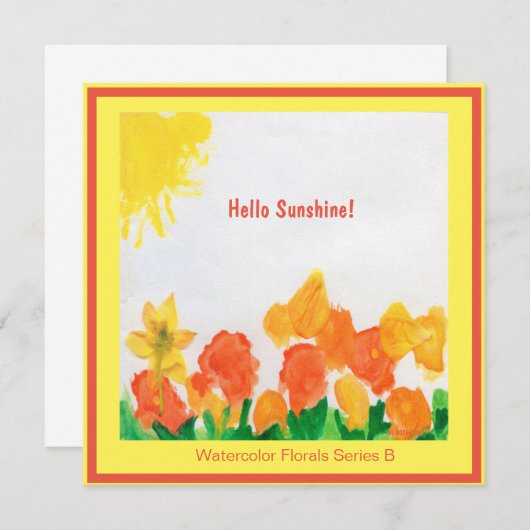 Sunshine Floral Waterverf Kaart (Voorkant / Achterkant)