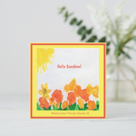 Sunshine Floral Waterverf Kaart (Staand voorkant)