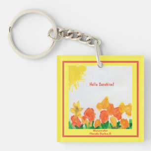 Sunshine Floral Waterverf Sleutelhanger