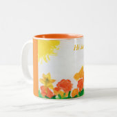 Sunshine Floral Waterverf Tweekleurige Koffiemok (Voorkant links)