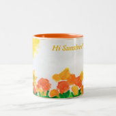 Sunshine Floral Waterverf Tweekleurige Koffiemok (Center)