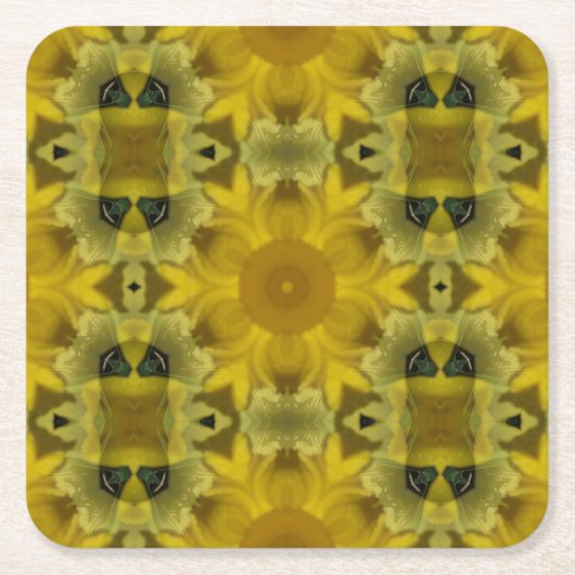 Sunshine Flower Burst Golden Kartonnen Onderzetters (Voorkant)