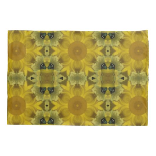 Sunshine Flower Burst Golden Kussensloop (Achterkant)