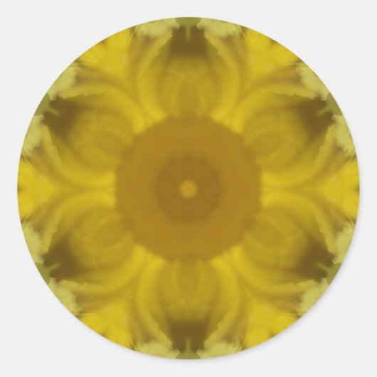 Sunshine Flower Burst Golden Ronde Sticker (Voorkant)