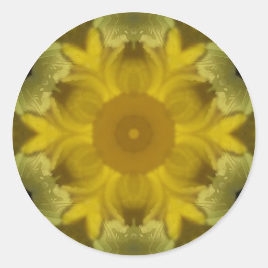 Sunshine Flower Burst Golden Ronde Sticker (Voorkant)