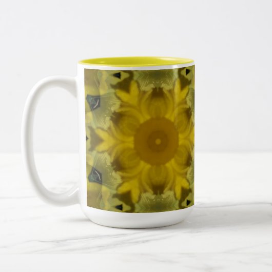 Sunshine Flower Burst Golden Tweekleurige Koffiemok (Links)