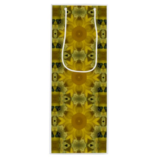 Sunshine Flower Burst Golden Wijn Cadeautas (Voorkant)