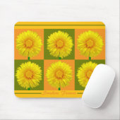 "Sunshine Flower" Checkerboard Mousepad ontwerp. Muismat (Met muis)