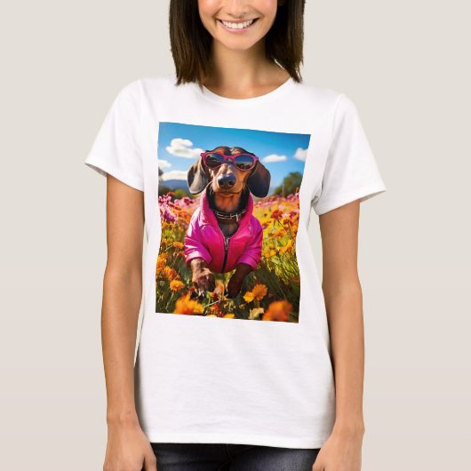 Sunshine Flower Garden Natuur Cloud Sky teckel T-shirt (Voorkant)