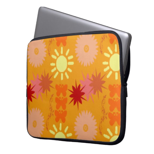 SUNSHINE FLOWER-LAPTOPSLAAPLEVERING - DESIGNERGIFT LAPTOP SLEEVE (Voorkant Links)