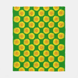"Sunshine Flowers" Green Fleece Deken ontwerp.