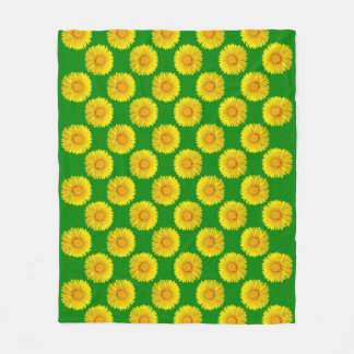 "Sunshine Flowers" Green Fleece Deken ontwerp.