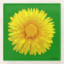 "Sunshine Flowers" Green Glass Onderzetter ontwerp Glazen Onderzetter