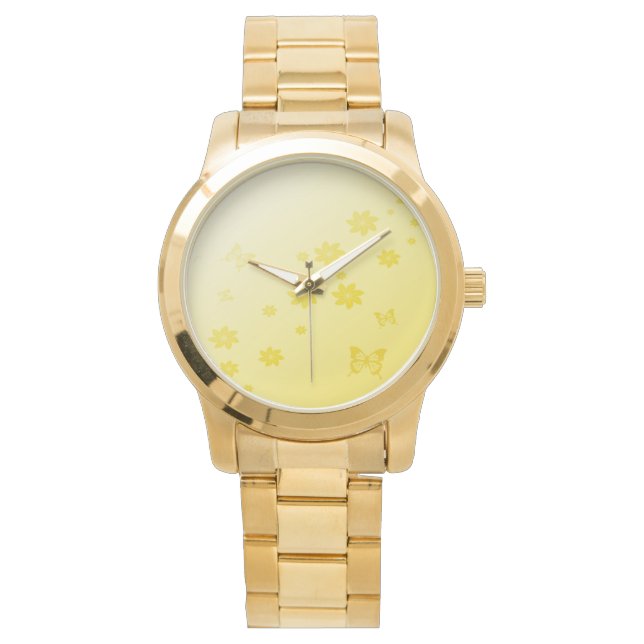 Sunshine Flowers n Butterflies Horloge (Voorkant)
