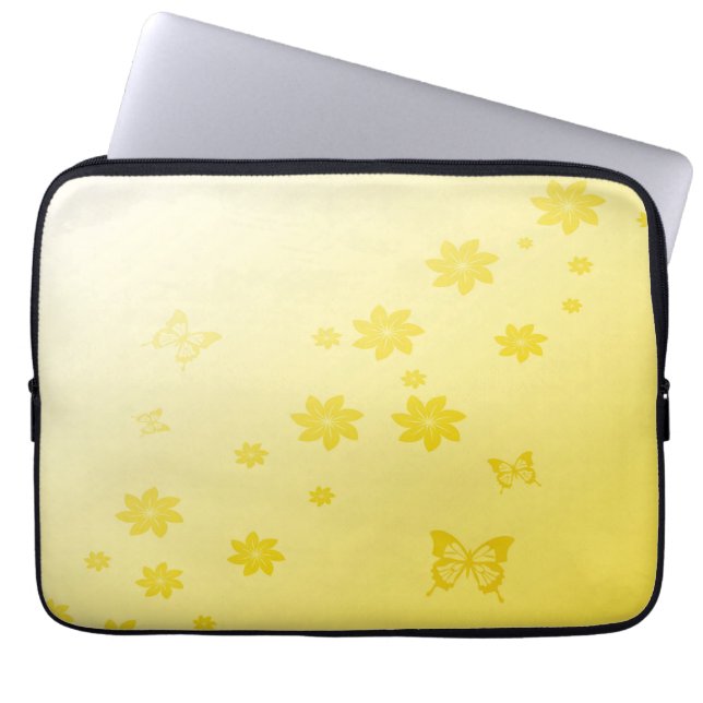 Sunshine Flowers n Butterflies Laptop Sleeve (Voorkant)