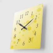 Sunshine Flowers n Butterflies Vierkante Klok (Hoek)