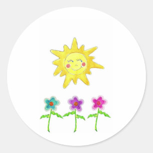 Sunshine Flowers Ronde Sticker