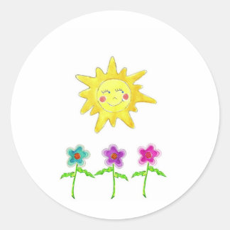 Sunshine Flowers Ronde Sticker