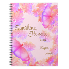 Sunshine, Flowers & Superpowers Pink Notitieboek