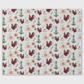 Sunshine Folk Art Rooster Patroon Cadeaupapier (Vlak)