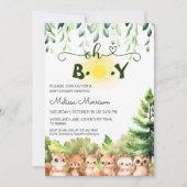 Sunshine Forest Dieren Baby Boy Shower Kaart (Voorkant)