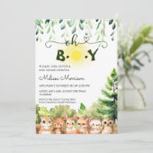 Sunshine Forest Dieren Baby Boy Shower Kaart (Staand voorkant)