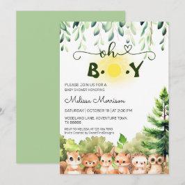 Sunshine Forest Dieren Baby Boy Shower Kaart