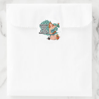 Sunshine gemengd met orkaan Retro Houseechtgenote Ronde Sticker
