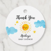 Sunshine Gender Neutraal Baby shower Bedankjes Labels (Voorkant)