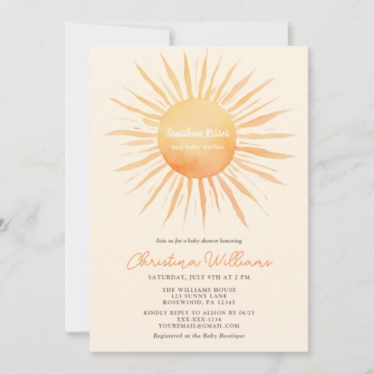 Sunshine Gender Neutraal Baby shower Kaart (Voorkant)