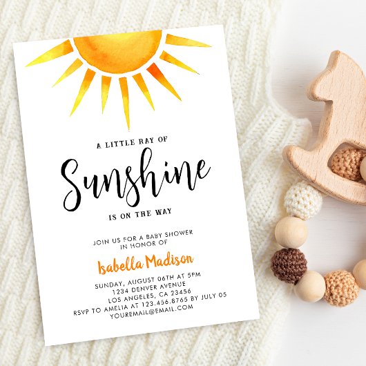 Sunshine Gender Neutraal Baby shower Kaart