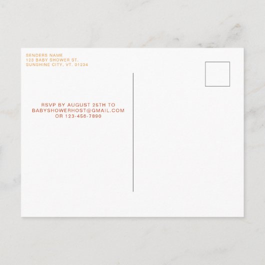 Sunshine Gender Neutral Boho Cute Sun Baby Shower Uitnodiging Briefkaart (Achterkant)