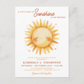 Sunshine Gender Neutral Boho Cute Sun Baby Shower Uitnodiging Briefkaart (Voorkant)