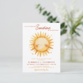 Sunshine Gender Neutral Boho Cute Sun Baby Shower Uitnodiging Briefkaart (Staand voorkant)